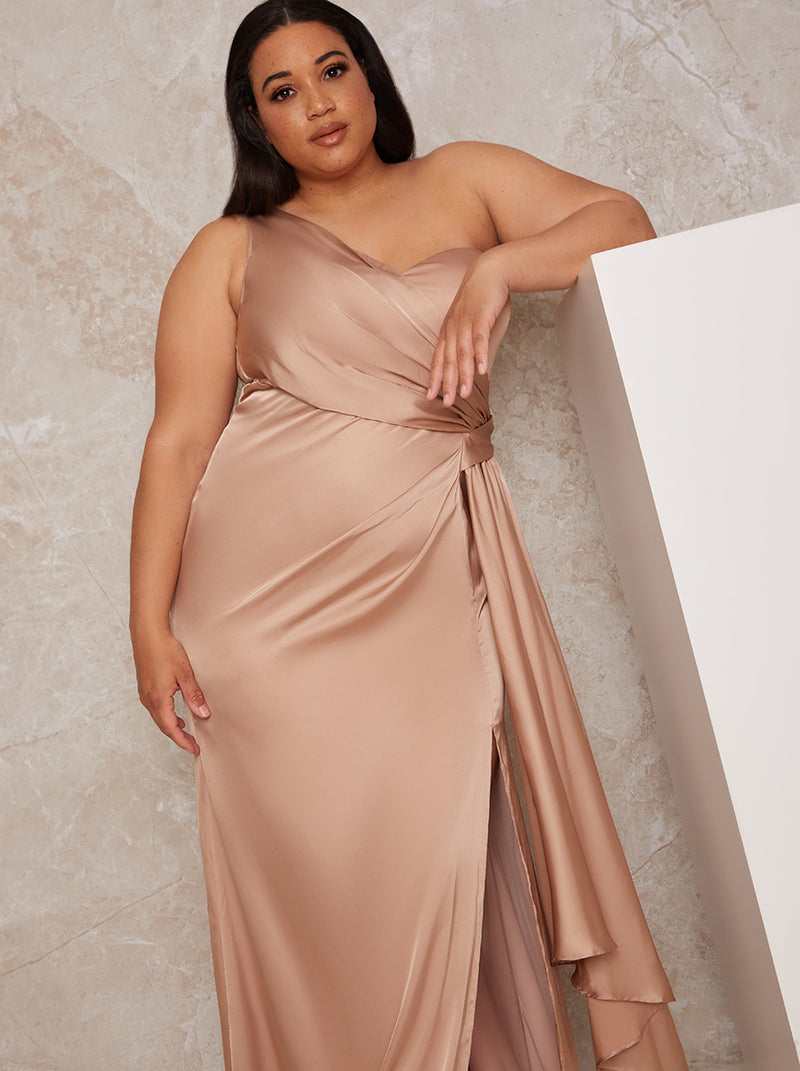 Plus Size One Shoulder Satin Finish ...